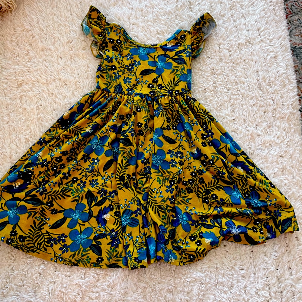 Dot Dot Smile 3/4 twirl dress yellow and blue!